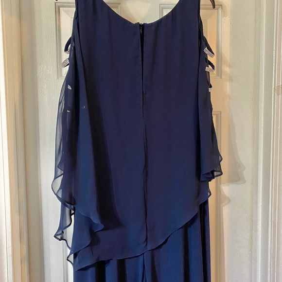 SOLD Navy Blue Jumpsuit with Rhinestone Embellishments - Picture 4 of 6